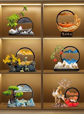 新中式流沙画创意礼物装饰品客厅玄关入户酒柜电视柜家居新屋摆件