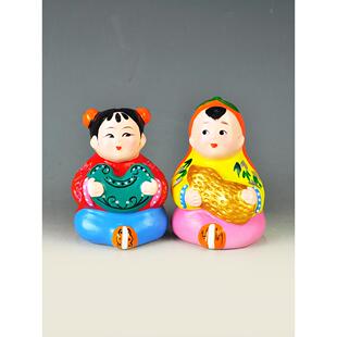 天津泥人张彩塑新婚礼品 好事成双 求子婚房婚宴喜庆装饰娃娃摆件