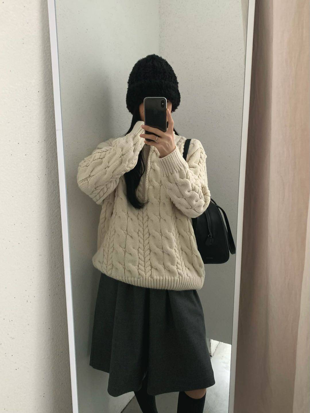 韩系复古麻花圆领加厚套头毛衣女秋冬新款宽松慵懒风针织衫上衣
