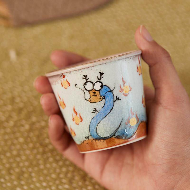 功夫茶杯主人杯景德镇陶瓷品茗杯单杯个人专用手绘卡通十二生肖