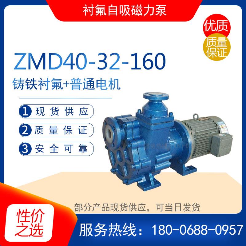 ZMD40-32-160型自吸衬氟磁力泵耐腐蚀化工泵无泄漏耐强酸碱输送泵
