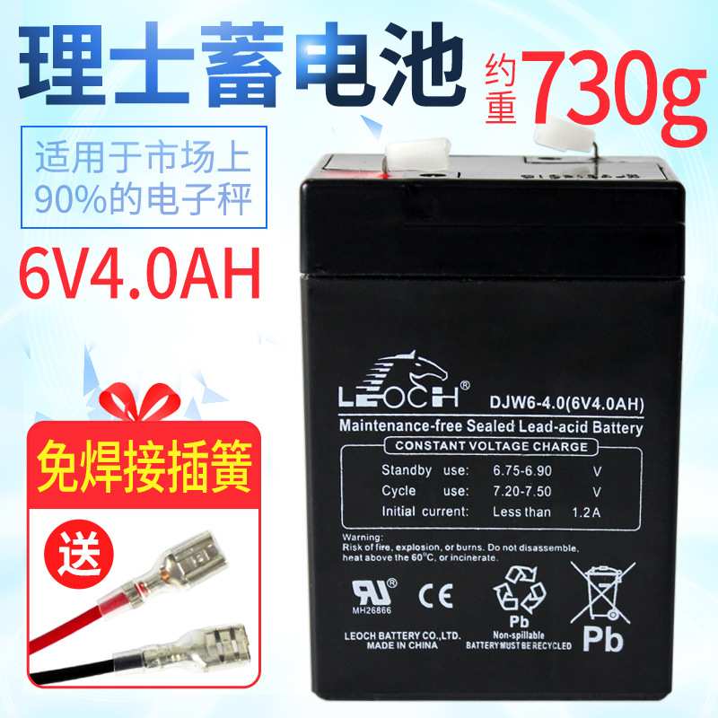 电子秤电瓶 LEOCH DJW6-4.0 6V4AH 电子称蓄电池童车通用电池