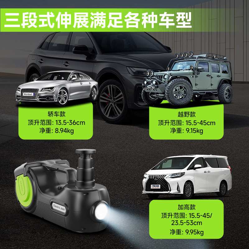 12V车载5吨多功能电动液压千斤顶套装汽车换胎充气气压千斤顶