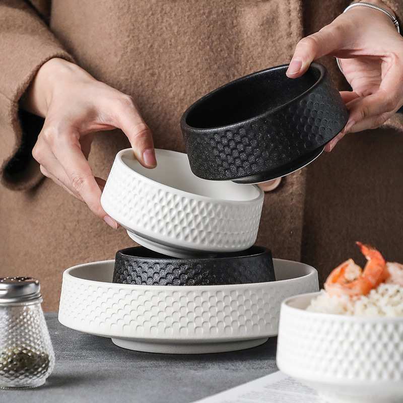 碗碟套装家用简约感餐具套装陶瓷中式黑白碗盘碗筷盘子碗