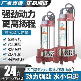 不锈钢潜水泵220v家用小型井水抽水泵农用灌溉高扬程排污水泵