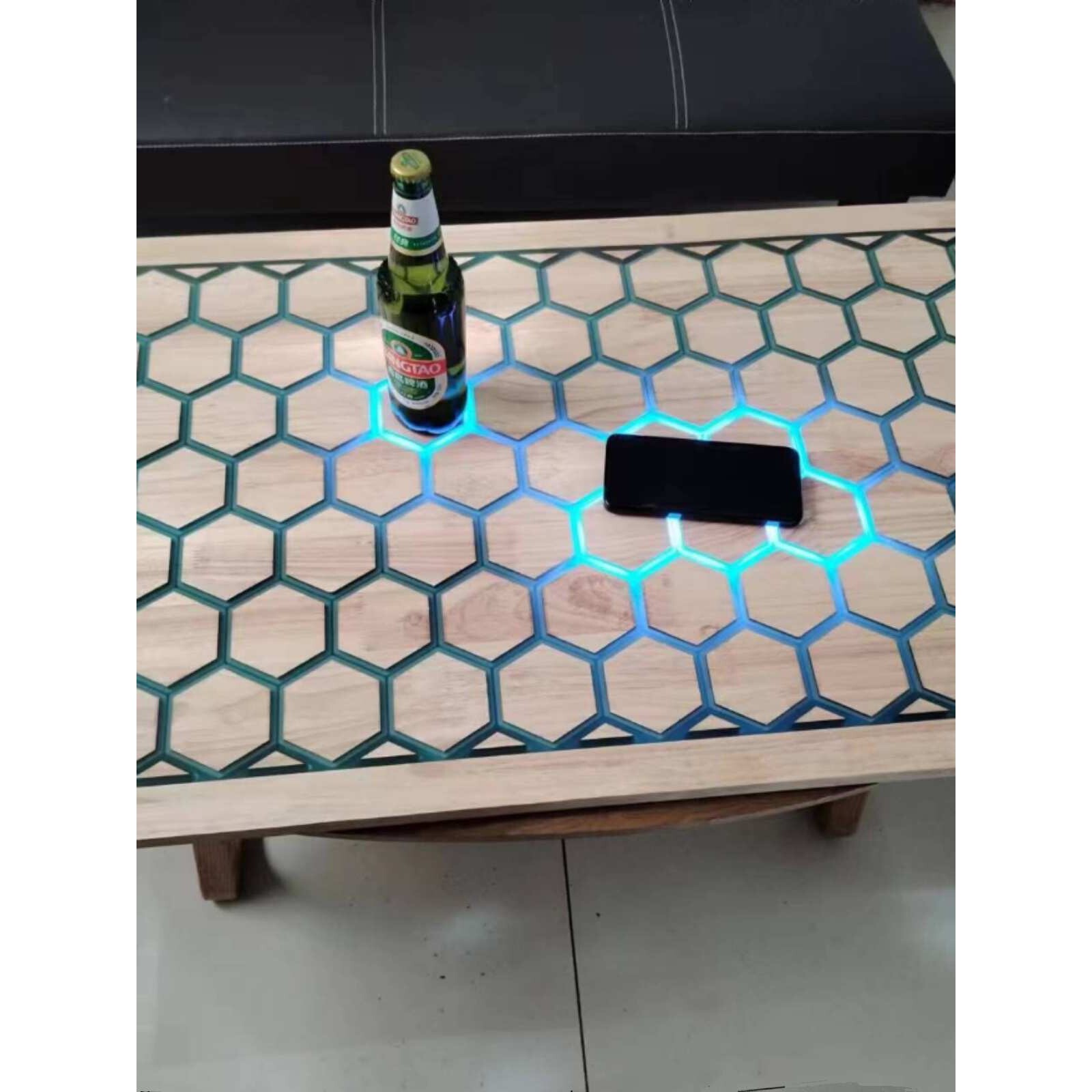 ?智能触摸人体感应树脂河流桌发光灯光桌子茶几桌面支持定 制