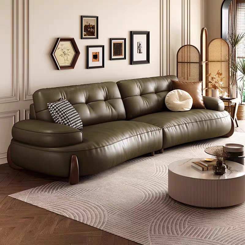 意式极简复古沙发生态皮创意简约客厅大小户型组合直排实木网红款