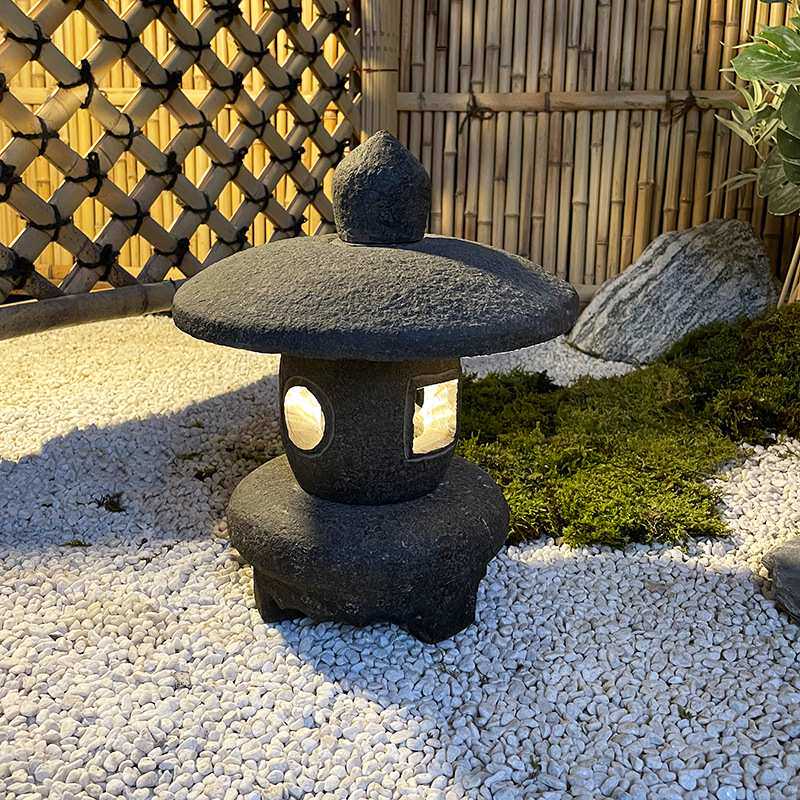 石灯庭院日式石灯笼仿古青石头灯户外中式电石灯园林景观石雕摆件