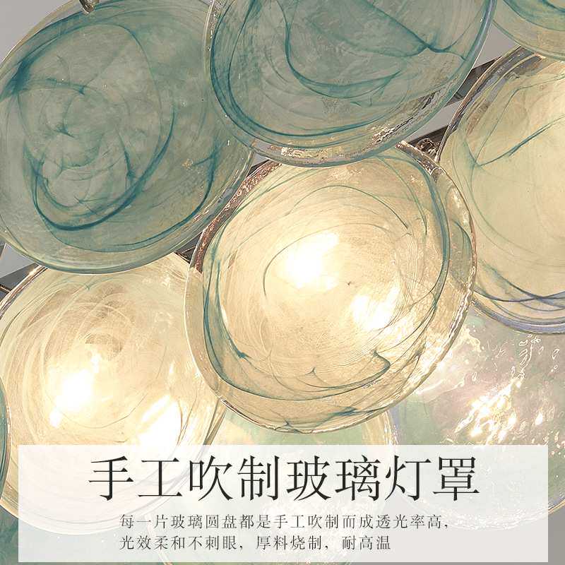 法式轻奢圆形玻璃吊灯高端吧台餐厅设计师款2024年意大利新款灯具