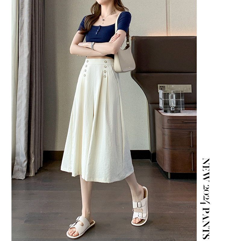 冰丝阔腿裤女夏季薄款2025新款宽松韩版垂感显瘦七分时髦百搭裙裤