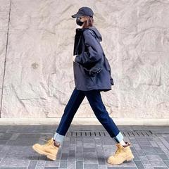复古卷边直筒牛仔裤子女2025秋冬新款高腰显瘦加绒加厚九分烟管裤