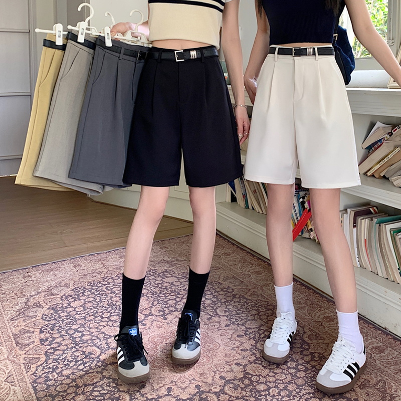 西装短裤女夏季薄款2025新款高腰显瘦时尚通勤休闲百搭阔腿五分裤
