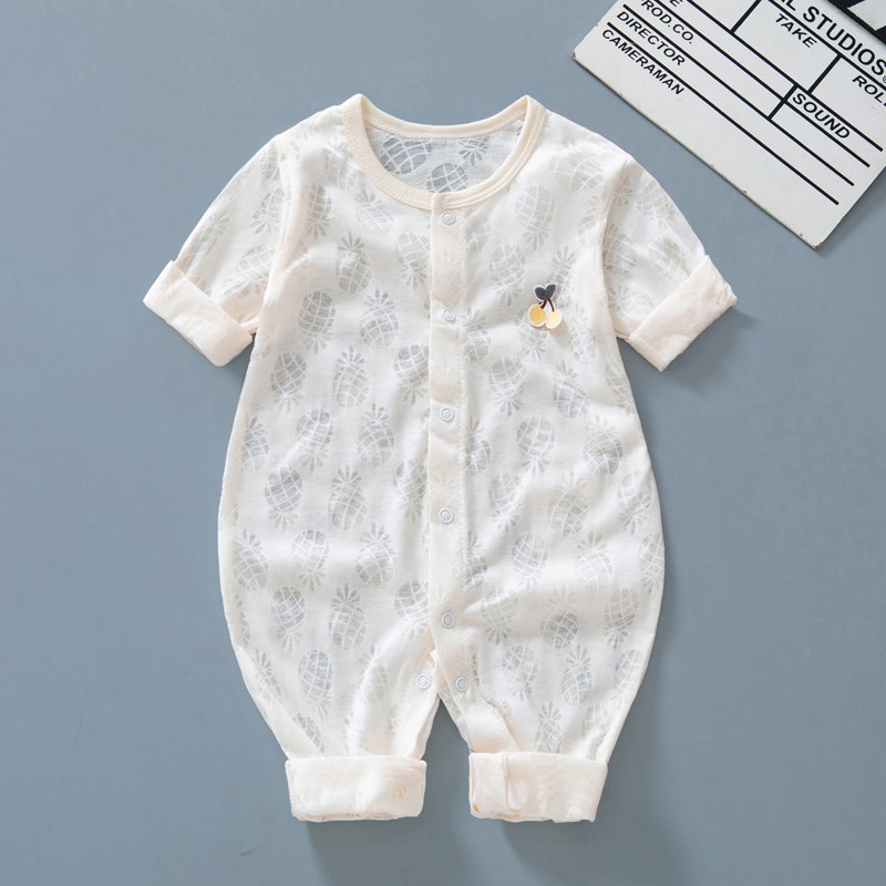 婴儿薄款空调服夏装长袖连体衣男新生儿夏季纯棉衣服女宝宝哈睡衣
