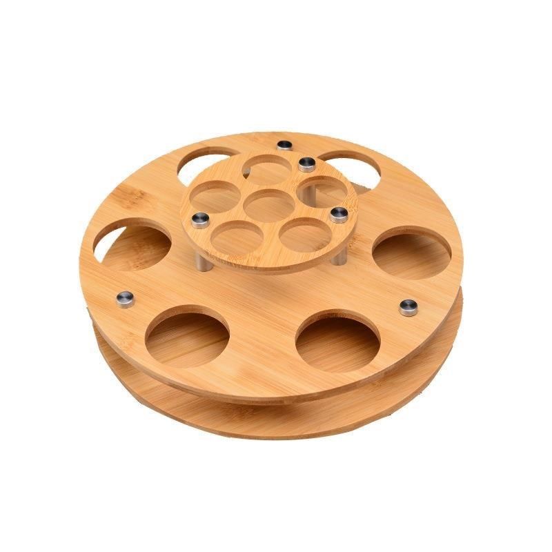 家用分酒器一口杯专用收纳架套装创意托盘竹木制白酒杯架子置物架