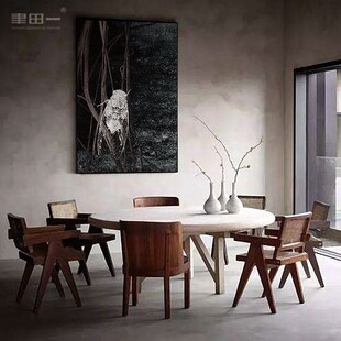 侘寂风样板间装饰画新中式玄关饭厅墙画赤贫风家具展厅春秋蝉挂画