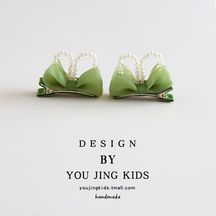 儿童蝴蝶结发夹公主女童发卡子顶夹小女孩立体珍珠可爱兔耳朵头饰