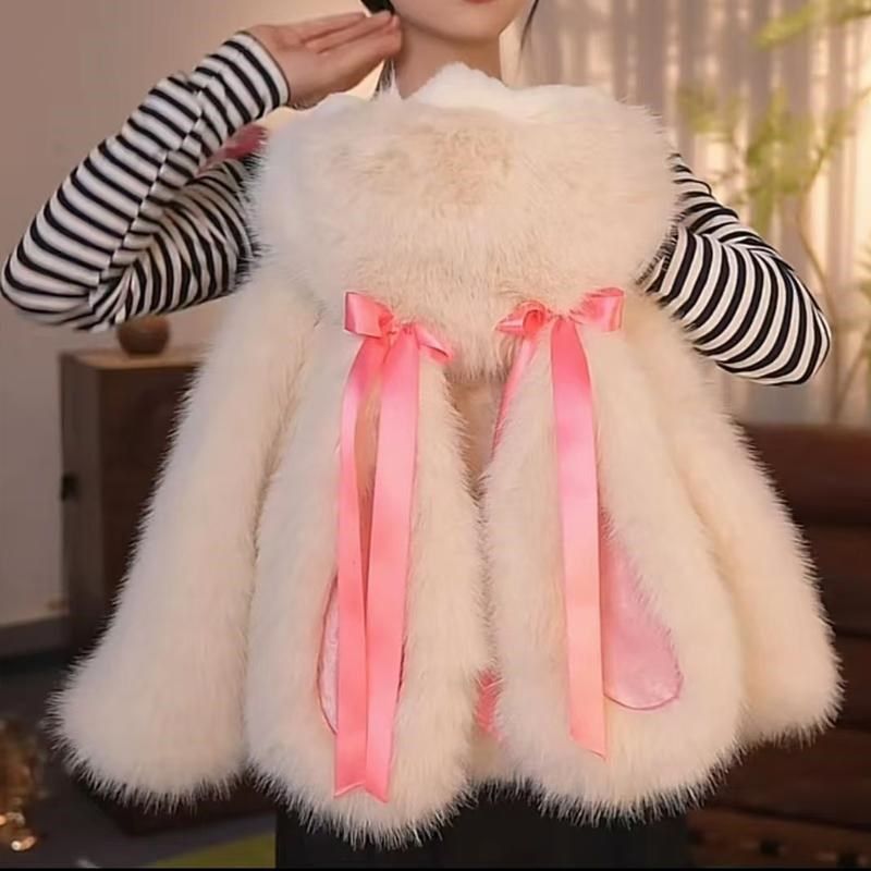 女童加厚皮草外套2024新款儿童可爱兔耳朵连帽加绒毛毛衣保暖冬装,童装/婴儿装/亲子装,皮草/仿皮草,淘宝优惠券,粉丝福利购,淘宝优惠卷
