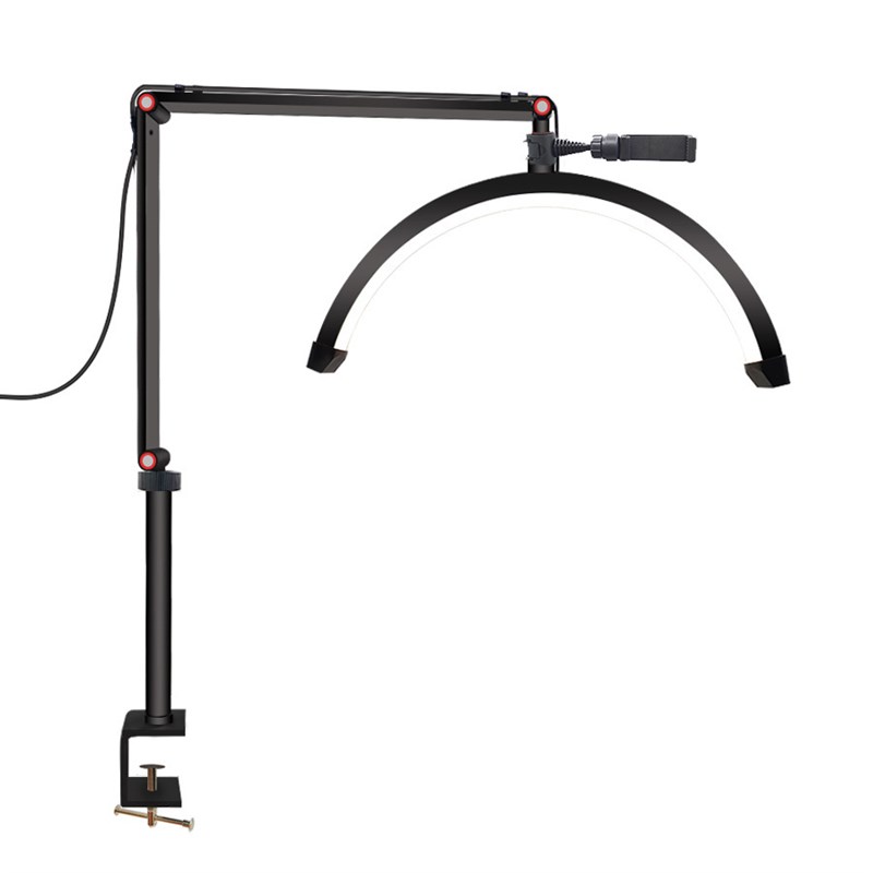 新款LED落地灯三色可调半月灯美容院专用U型补光灯桌面悬臂美容灯