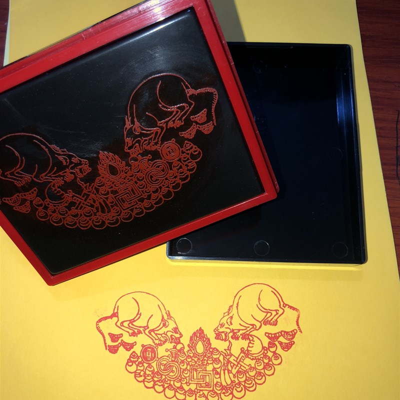 吐宝鼠 藏传 纽列 财富护宝招财印 国画班华星创业水晶苹