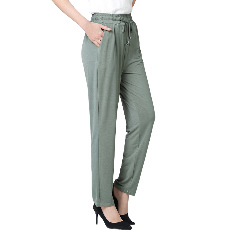 中老年女裤夏季薄款妈妈夏装弹力松紧高腰长裤婆婆大码宽松休闲裤