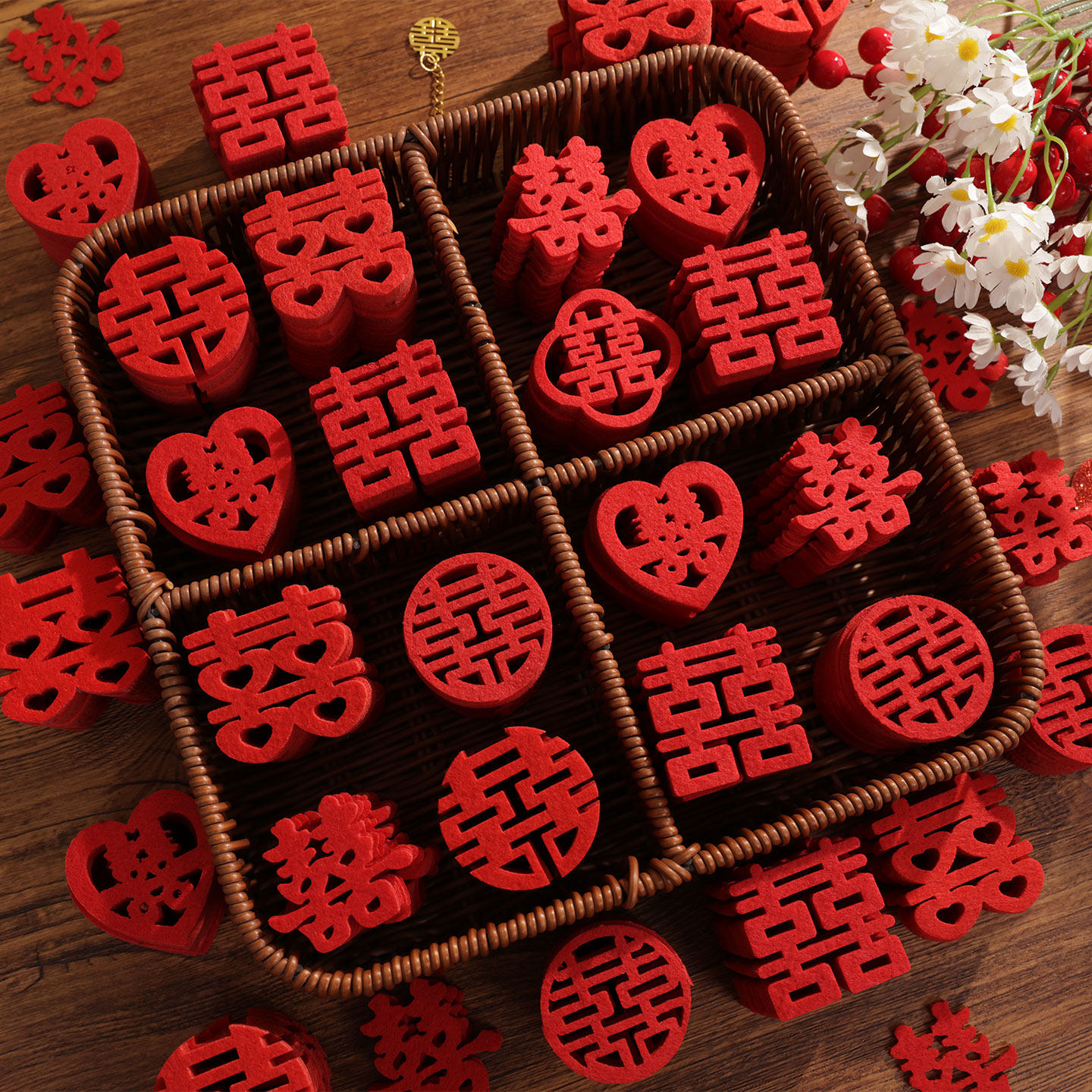 喜字贴手抛小喜字结婚专用全套订婚拍照道具迷你囍字果盘装饰用品