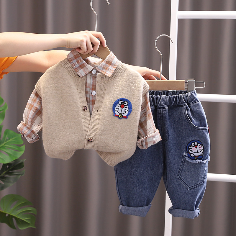 婴儿秋套装装男0一1岁半宝宝三件套2小童3儿童装男童衣服超洋气潮