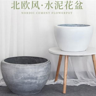 欧式敞口圆水泥花盆简约家用阳台绿植花卉镁泥花箱高方简约特大号