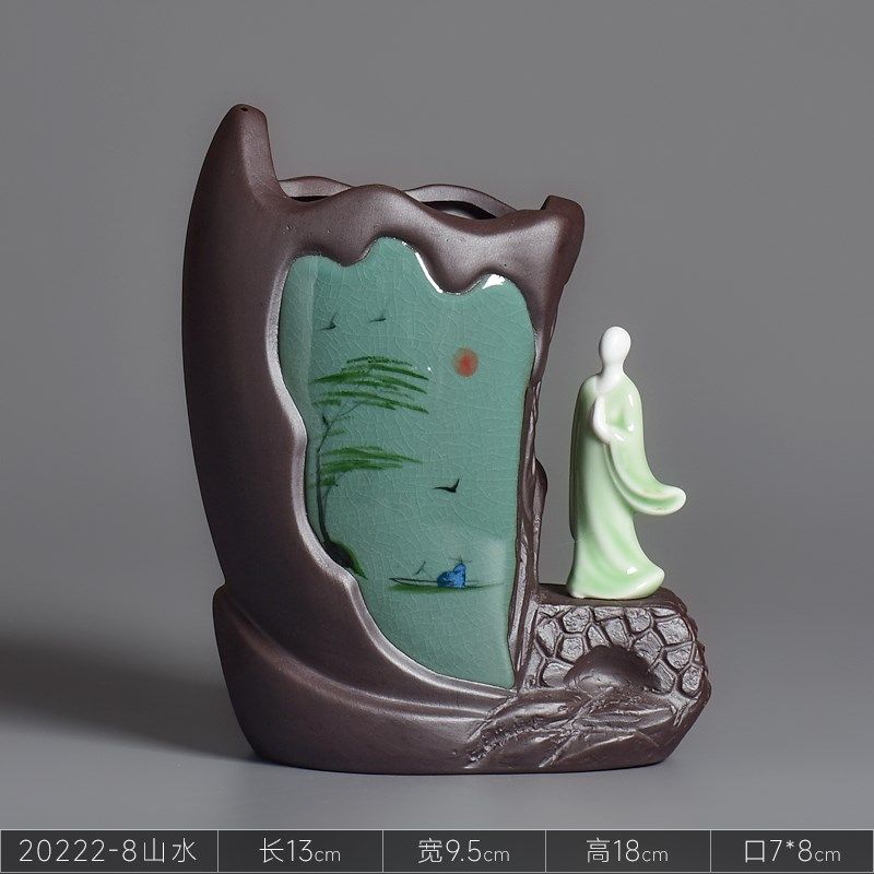 中国风盆景盆陶瓷花盆绿植青瓷手绘紫砂古典意境客厅桌面造景花盆