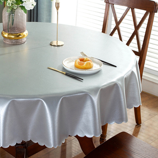 圆桌桌布家用圆形台布餐桌布布艺高级感皮革桌垫防水防油免洗防烫