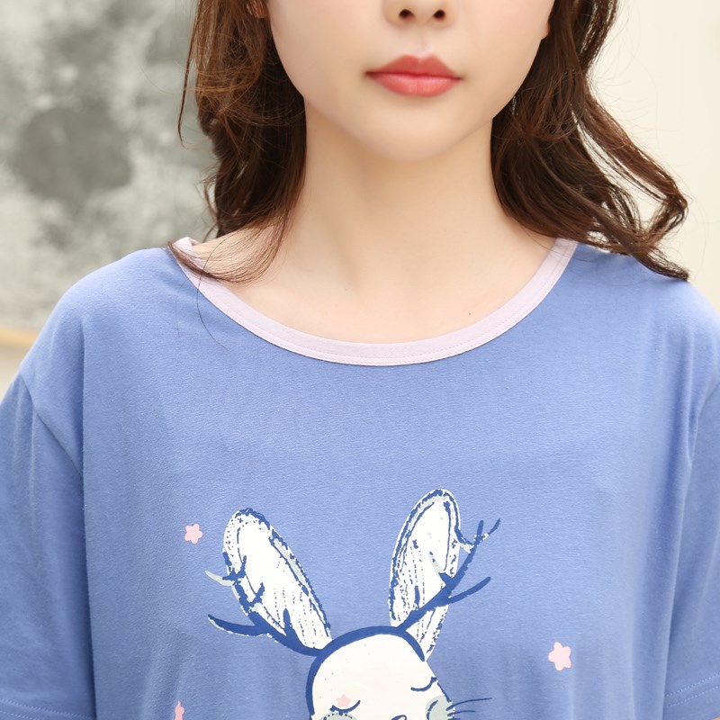 小护士睡裙女士夏季薄款纯棉可爱卡通短袖睡衣宽松大码全棉家居服