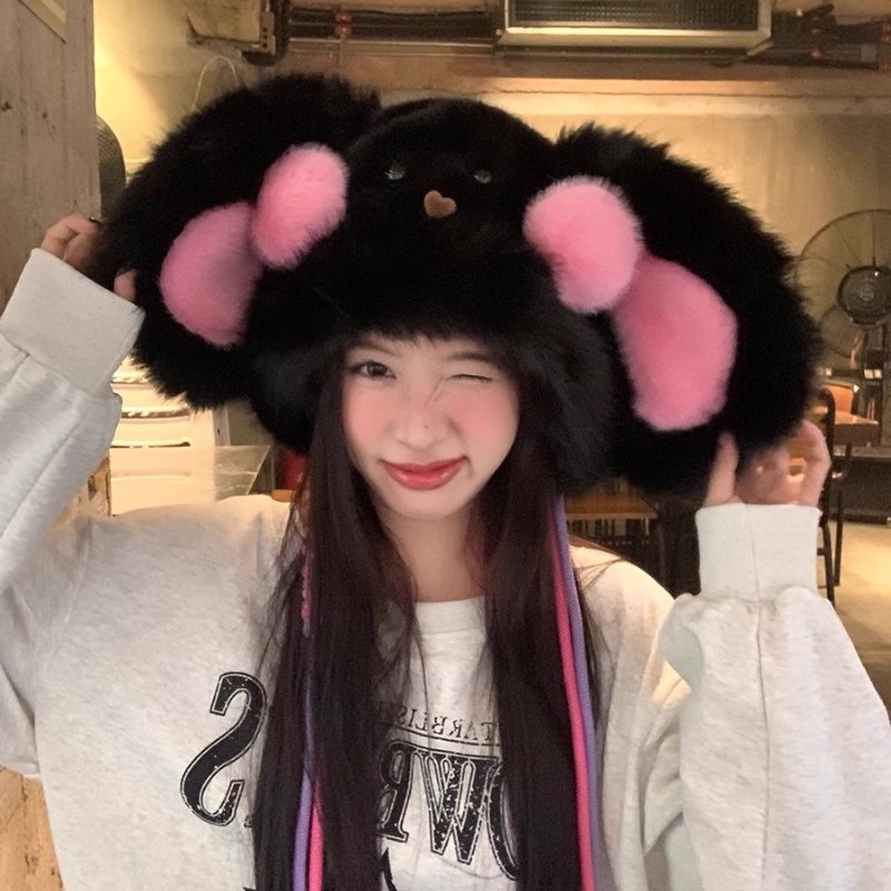 可爱腮红大耳兔雷锋帽子女生加厚保暖防寒显脸小毛绒护耳套头帽潮,服饰配件/皮带/帽子/围巾,帽子,淘宝优惠券,粉丝福利购,淘宝优惠卷