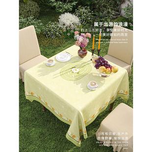 户桌布轻奢高外级感棉麻布防桌晒防水庭院露营台AXE正方形花园野