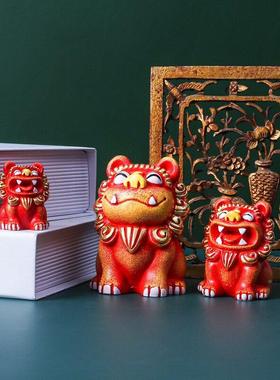 圆脸风狮生|狮喜圆圆 国潮可爱创意小狮子摆件女小礼物石敢当情侣