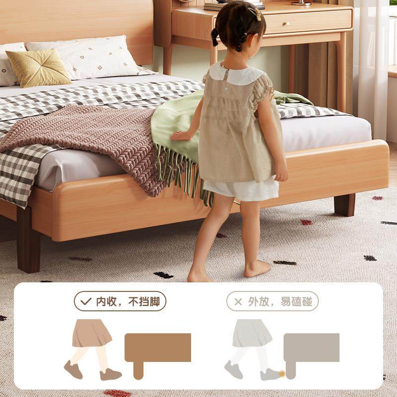 全实木童床现代L013简约室公主床1.卧米男孩儿女孩床家2用1.5米单