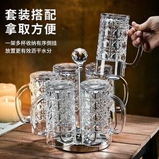 高档家用啤酒杯套装 轻奢高级玻璃喝水杯子商用带0把手0m5l扎dy250