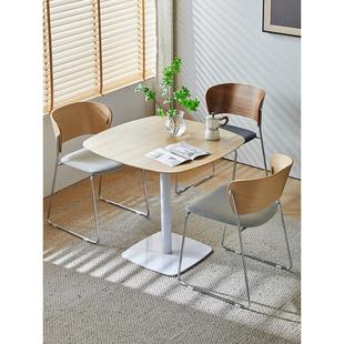 实木纹小方桌休闲商休息接待用洽椅谈桌组合办公会区客咖啡M11厅