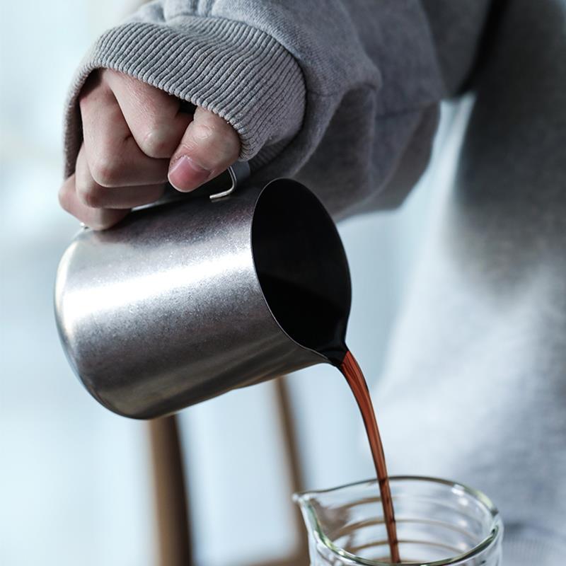 复古怀旧咖啡器具不锈钢拉花缸尖嘴咖啡拉花杯专业打奶泡杯打奶缸