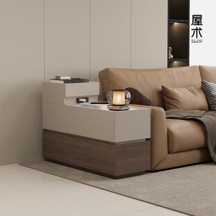 极简沙发边柜超窄客厅侧边柜角几多功能高级感储物柜实木 屋术意式
