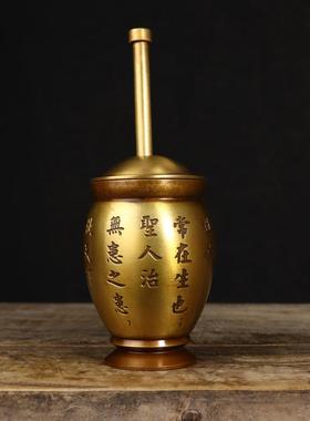纯铜捣药罐杵子家用黄铜中药老式捣碎捣蒜臼缸研体传统医用研磨器