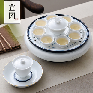 整套大容量大号新中式 陶瓷茶具茶壶茶杯茶盘礼品套装 家用现代简约