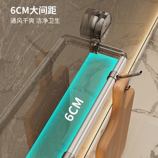 厨房吸盘挂钩免打孔勺子锅盖锅铲一排滑轨挂杆橱柜门内挂架置物架