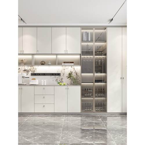 金牌衣柜餐边柜靠墙一体到顶客厅餐厅柜子全屋定制储物柜定做酒柜