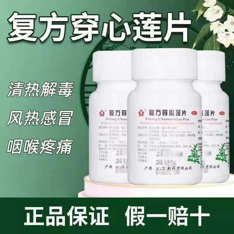 清热解毒利湿 针对风热感冒 咽痛湿热腹泻 金页复方穿心莲片100片