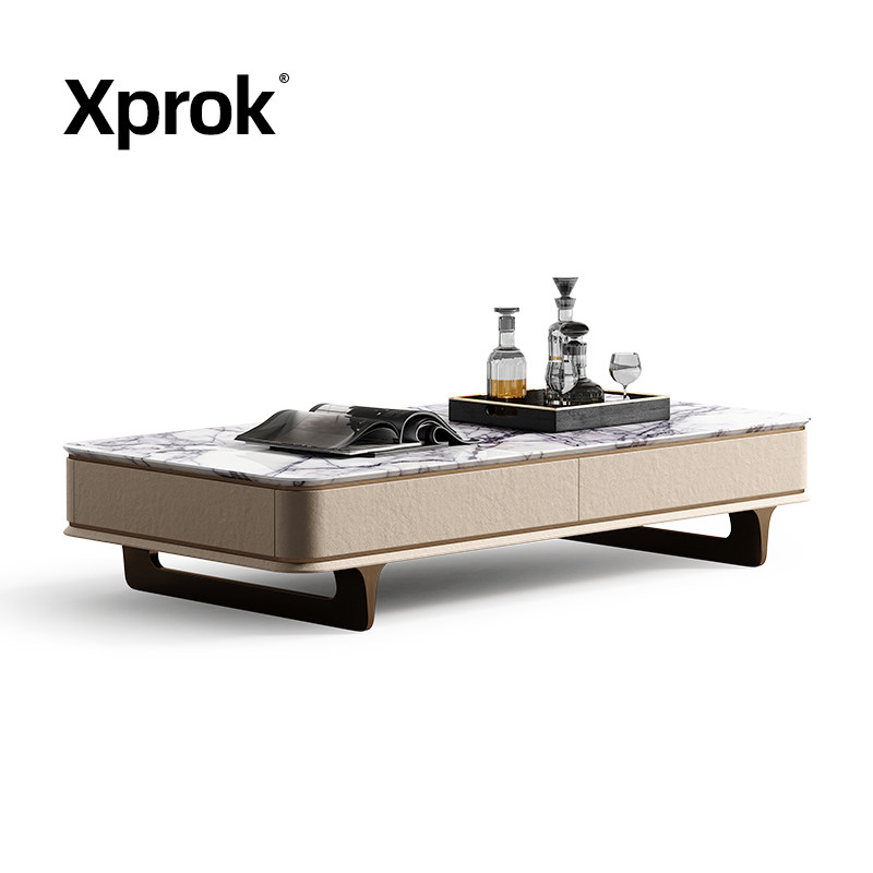 XProk 雅韵系列 茶几大理石豪华别墅客厅现代轻奢电视柜茶几组合