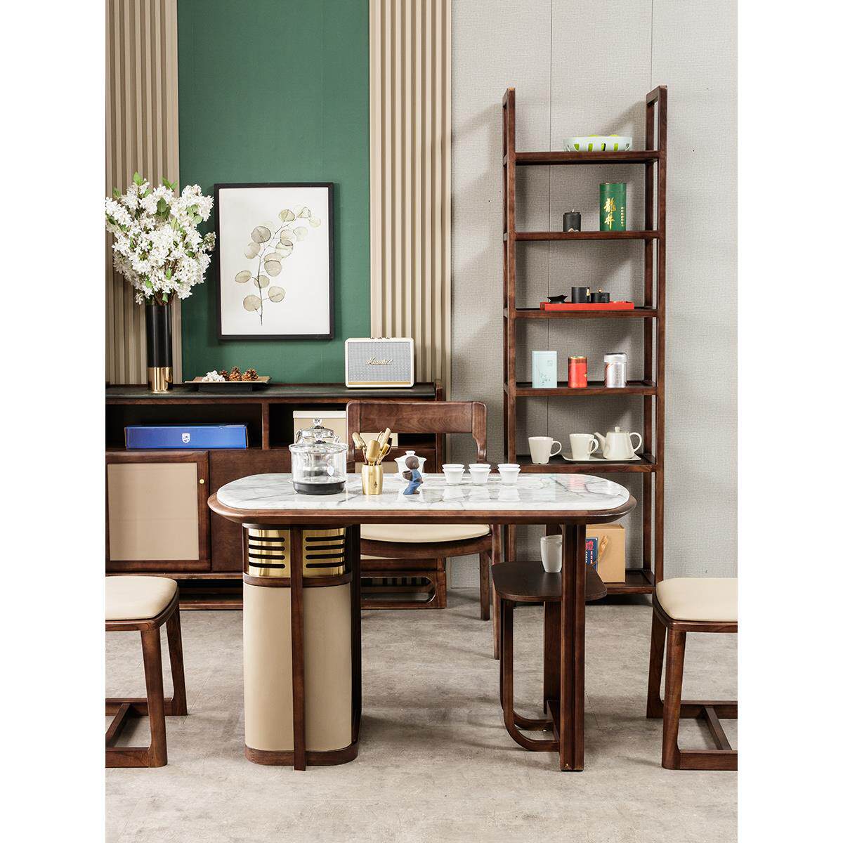 阳台茶桌椅组合1米2轻奢现代简约实木书房办公室茶室家用小泡茶台