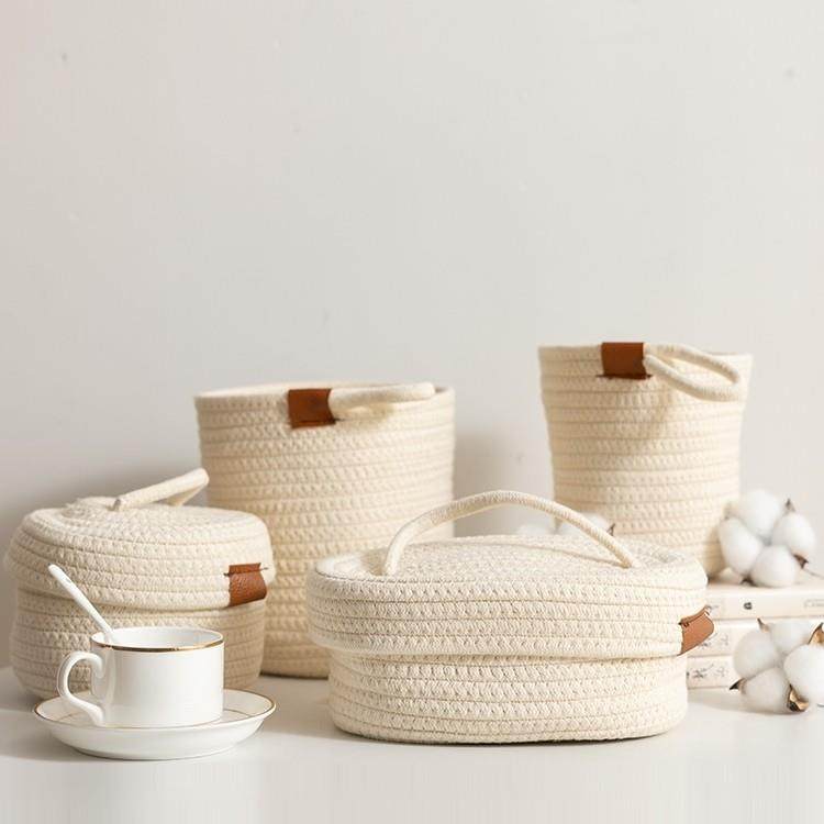 棉线编织收纳筐篮桌面化妆品储物盒儿童娃娃收纳桶卧室家用脏衣篓,收纳整理,其他收纳篮,淘宝优惠券,粉丝福利购,淘宝优惠卷