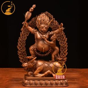 紫铜古色阎魔王护法地狱主炎魔王铜像摆件精雕藏传供奉12cm