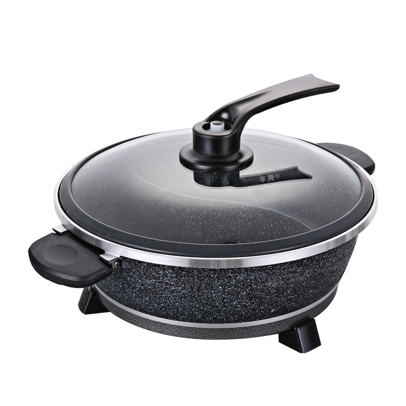 鸳鸯锅电火火锅锅家用多功能麦饭石一体成型电煮锅电热锅大容量8L