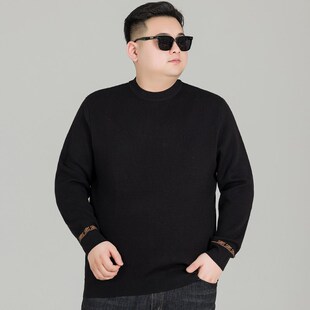羊毛混纺加绒毛衣男款加肥加大码半高领打底衫胖子冬季保暖针织衫