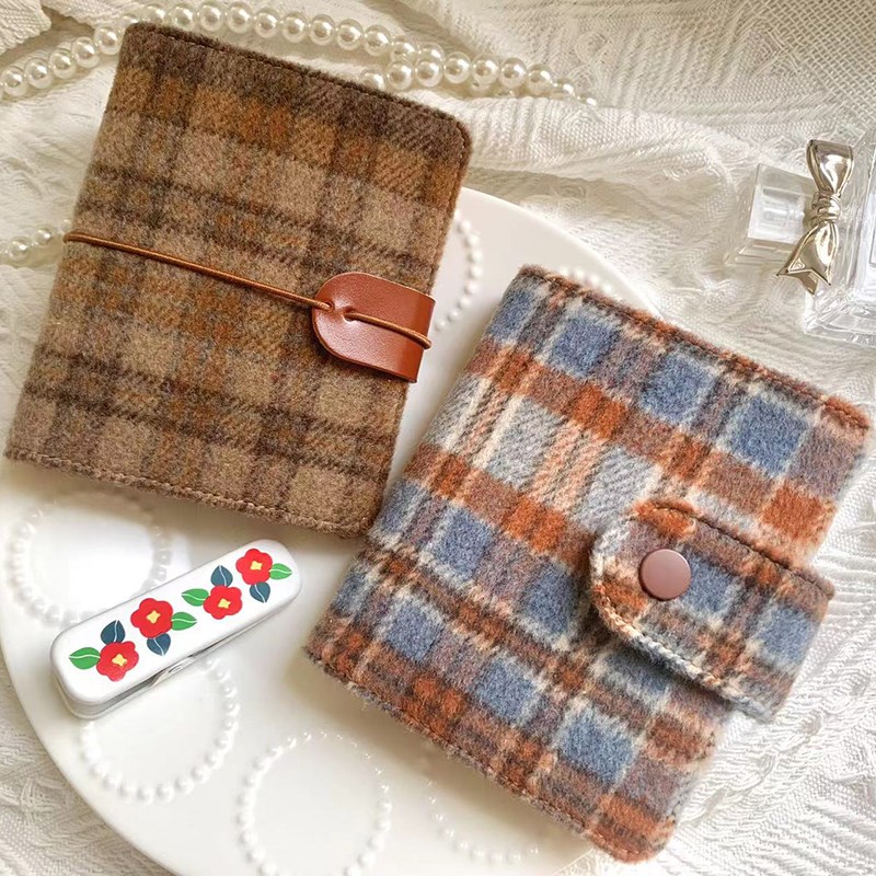 毛呢格子搭扣本 A8/M5活页  可爱迷你布艺便携本子  手帐计划本